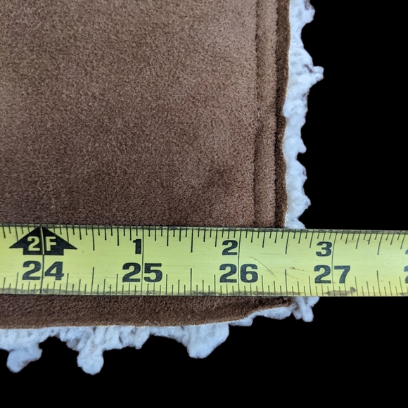 Faux Suede Sherpa Reversible Coat LG Soft Batwing 3/4 Sleeve Pocket Boho Driving - Picture 7 of 16